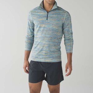 Men Lululemon Surge Warm 1/2 Zip Space Dye Camo Deep Navy Alberta Lake Athletic